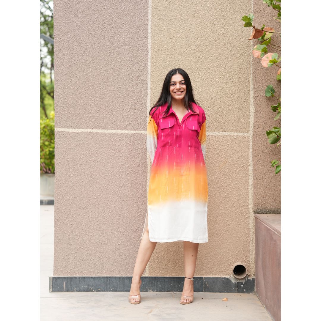 Sunset Blossom Shirt Dress