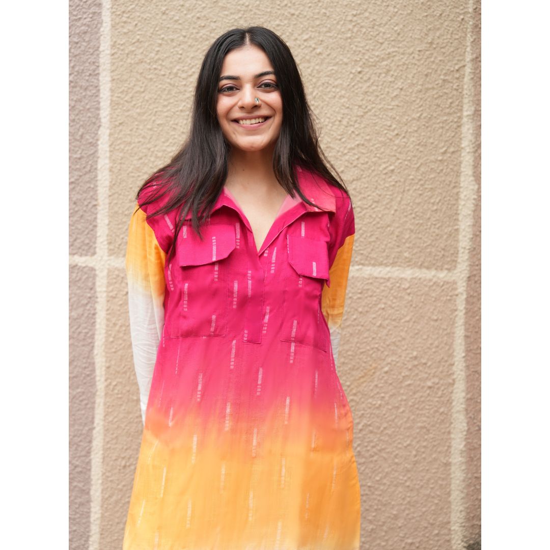 Sunset Blossom Shirt Dress