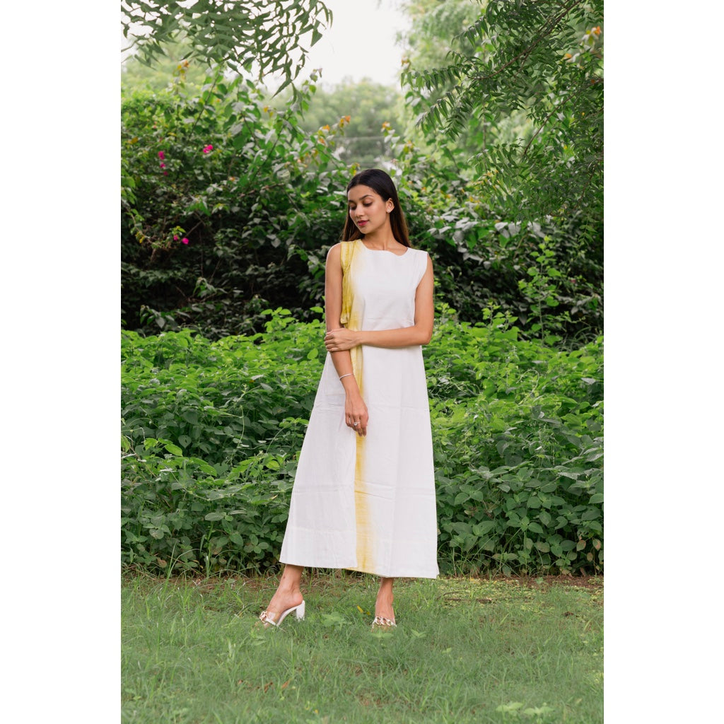 White Linen Overlap Dress