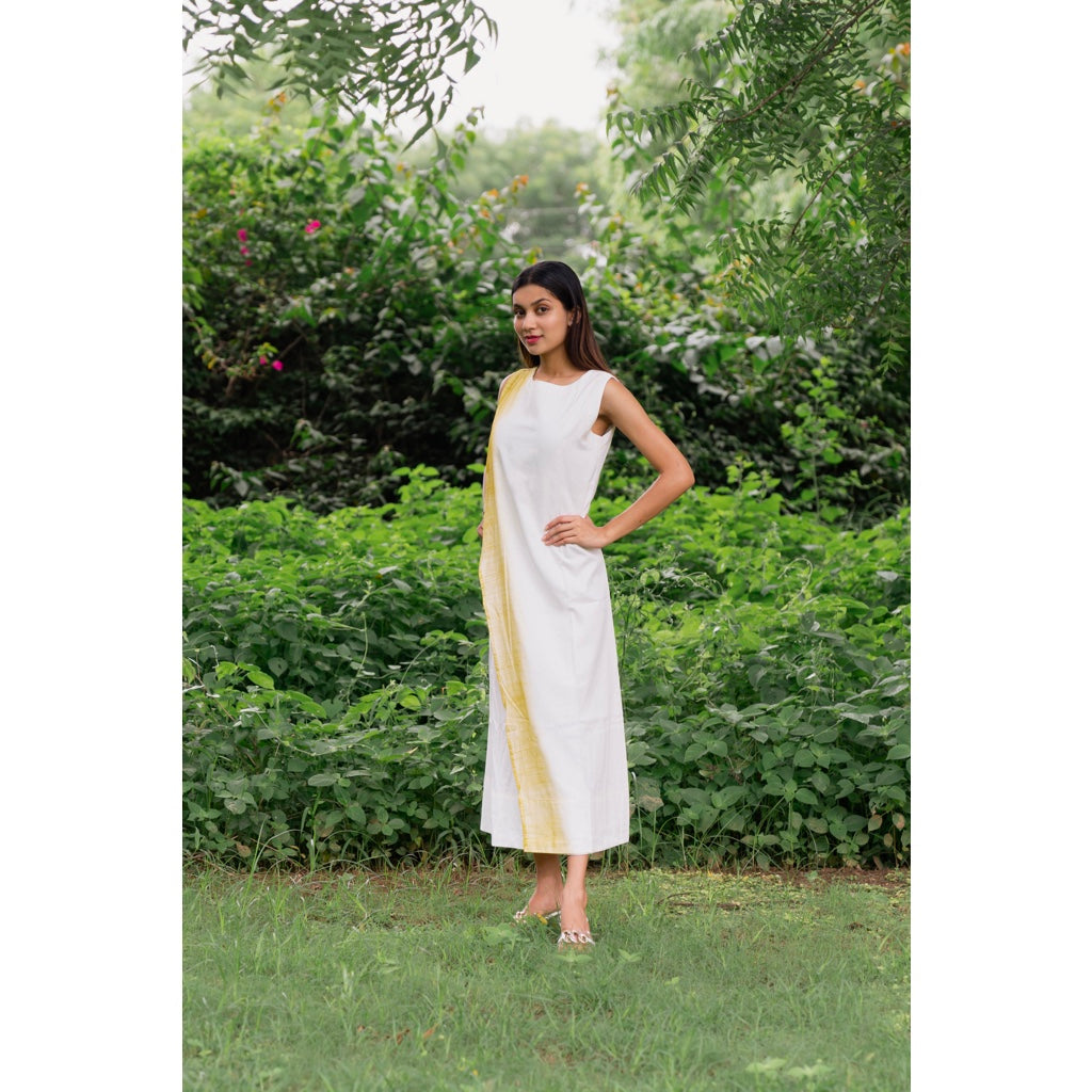 White Linen Overlap Dress