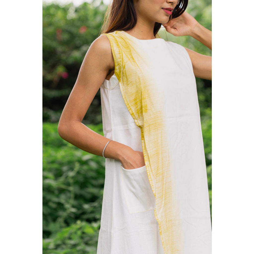 White Linen Overlap Dress