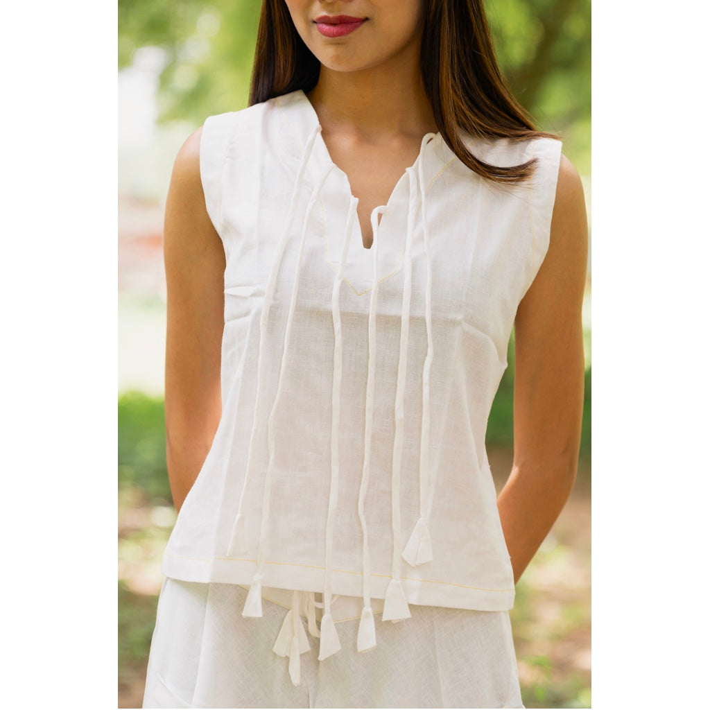 White Linen Skirt-Top