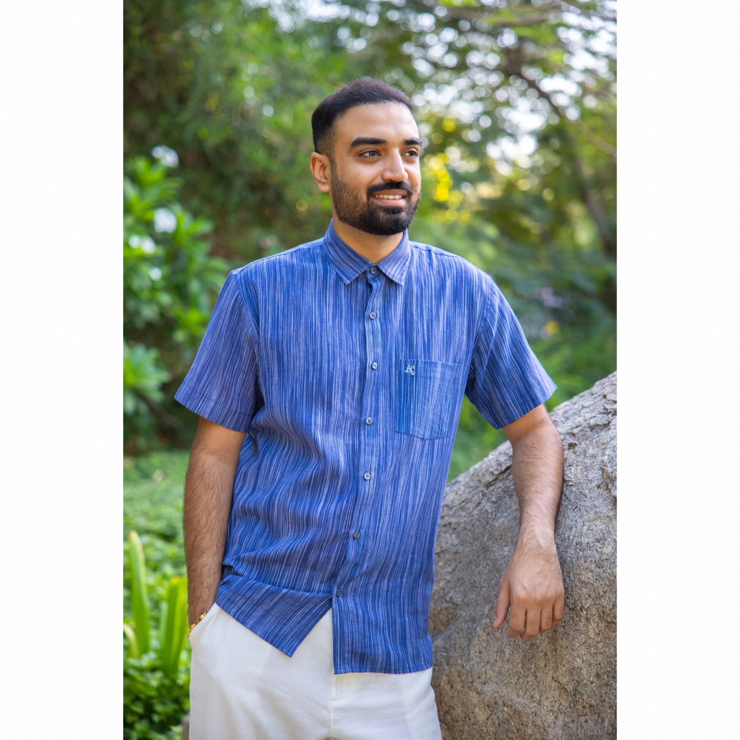 Midnight Blue Khadi Shirt