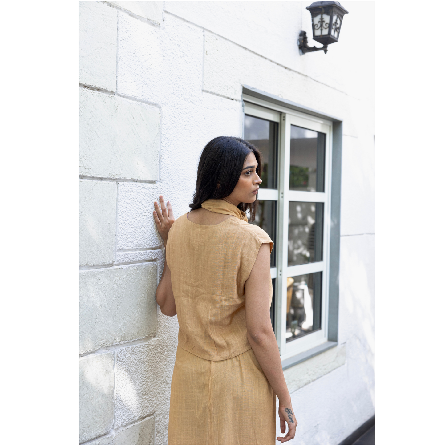 Brown Waistcoat Top and Draped Skirt